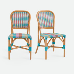 Set of 2 Musette Rattan and Woven Resin Chairs
