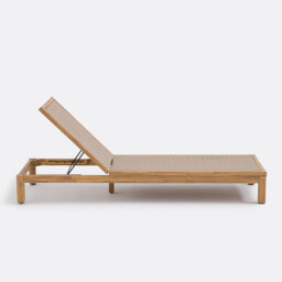 Briana Sun Lounger in Acacia and Woven Resin - thumbnail 4