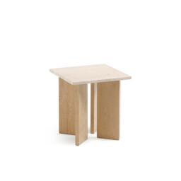 Mindo Bleached Oak & Travertine Side Table - thumbnail 1