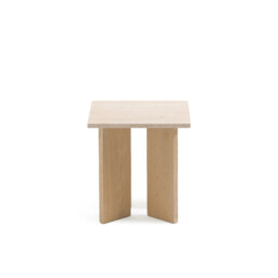 Mindo Bleached Oak & Travertine Side Table - thumbnail 2