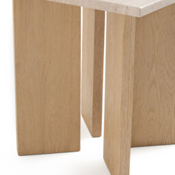 Mindo Bleached Oak & Travertine Side Table - thumbnail 4