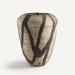 Heidi Vase in Matt Striped Painted Glass, H35.5cm