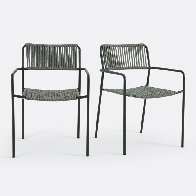 Set of 2 Namy Steel/Rope Garden Armchairs - image 1
