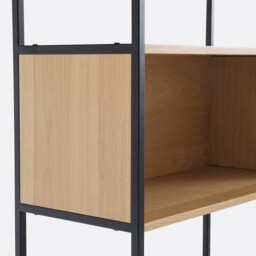 Volga Modular Bookcase with 1 Compartment and 2 Doors in Oak Veneer - thumbnail 4