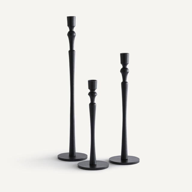 Set of 3 Elans Cast Aluminium Candlesticks - image 1