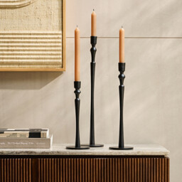 Set of 3 Elans Cast Aluminium Candlesticks - thumbnail 2