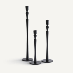 Set of 3 Elans Cast Aluminium Candlesticks