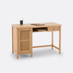 Gabin Solid Pine and Cane Desk