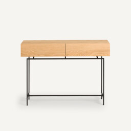 Oreko Console Table in Oak Veneer, 2 Drawers - thumbnail 4