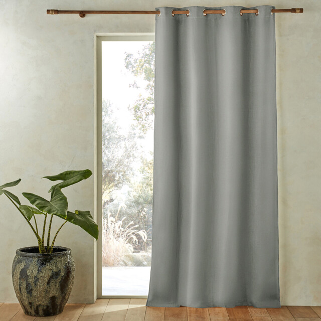 Private Washed Linen Single Lined Blackout Eyelet Curtain - image 1