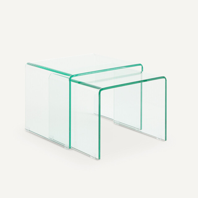 Set of 2 Cristalline Tempered Glass Side Tables - image 1