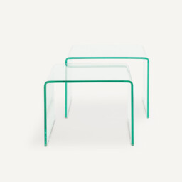 Set of 2 Cristalline Tempered Glass Side Tables - thumbnail 3