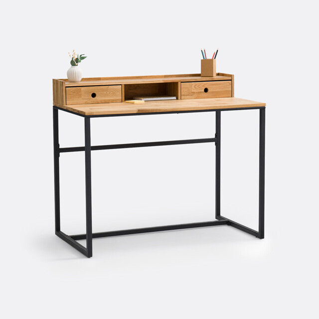 Hiba Low Riser Desk in Metal and Oak Veneer - image 1