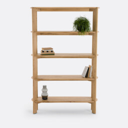 Elmo 5-Shelf Bookcase in Solid Oak - thumbnail 3