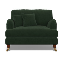 Emeline Velvet Snuggle Chair with Antique Castor Legs - thumbnail 3