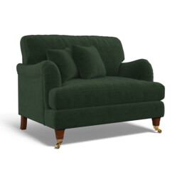 Emeline Velvet Snuggle Chair with Antique Castor Legs - thumbnail 2