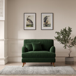 Emeline Velvet Snuggle Chair with Antique Castor Legs - thumbnail 1
