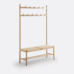 Taga Solid Oak & Rope Hallway Coat Bench - thumbnail 3