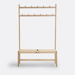 Taga Solid Oak & Rope Hallway Coat Bench - thumbnail 4