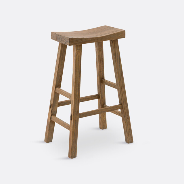 Asayo Bar Stool in Solid Elm, H75 cm - image 1