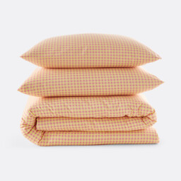 Lesia Checked 30% Recycled Cotton Duvet Cover Set with Square Pillowcase - thumbnail 3