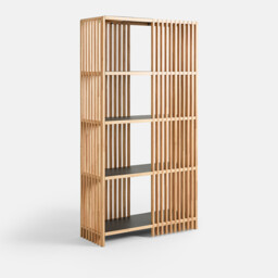 Jac Solid Oak and Steel Bookcase/Room Divider - thumbnail 1