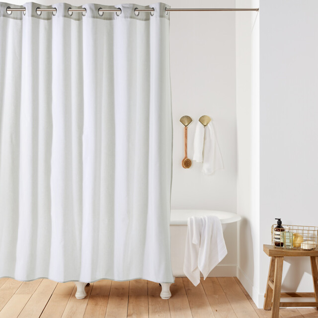Scenario Plain Canvas Shower Curtain