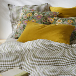 Acélie Khaki Washed Linen Pillowcase - thumbnail 2
