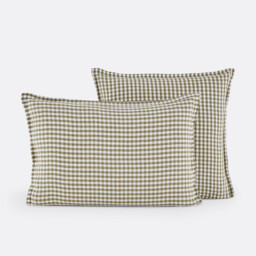 Acélie Khaki Washed Linen Pillowcase - thumbnail 1