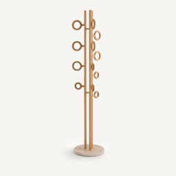 Nayati Oak and Travertine Coat Rack with Rings - thumbnail 4