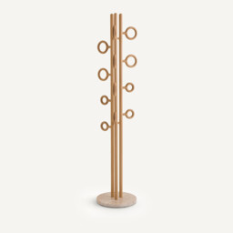 Nayati Oak and Travertine Coat Rack with Rings - thumbnail 3