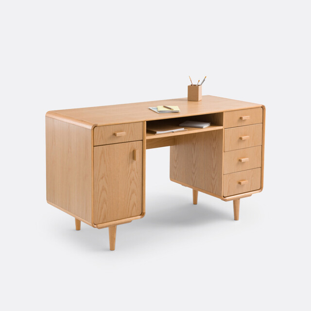 Miji Oak Veneered Desk with 2 Cabinets - image 1