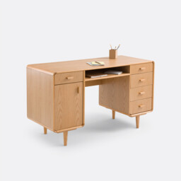Miji Oak Veneered Desk with 2 Cabinets - thumbnail 1