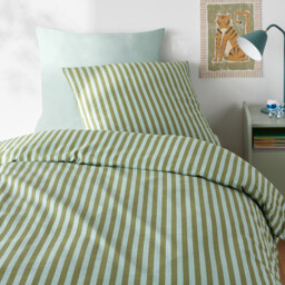 Child's Sacha Green 50% Recycled Cotton Duvet Cover Set with Square Pillowcase - thumbnail 1