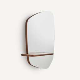 Nella Asymmetric Mirror with Walnut Shelf, Height 88.7cm - thumbnail 3