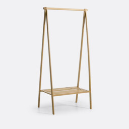 Bamboo Folding Clothes Rack with Shelf - thumbnail 1
