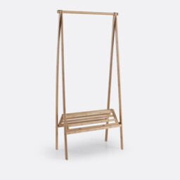 Bamboo Folding Clothes Rack with Shelf - thumbnail 3
