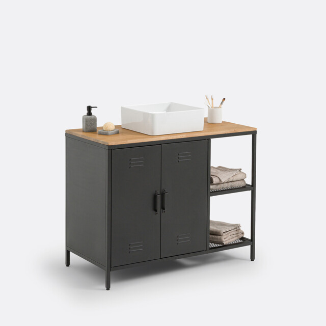 Hiba Oak & Metal Sink Vanity Unit - image 1
