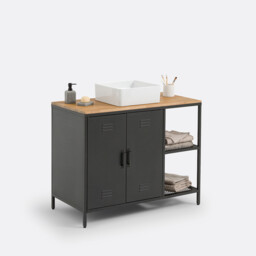 Hiba Oak & Metal Sink Vanity Unit - thumbnail 1