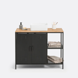 Hiba Oak & Metal Sink Vanity Unit - thumbnail 2
