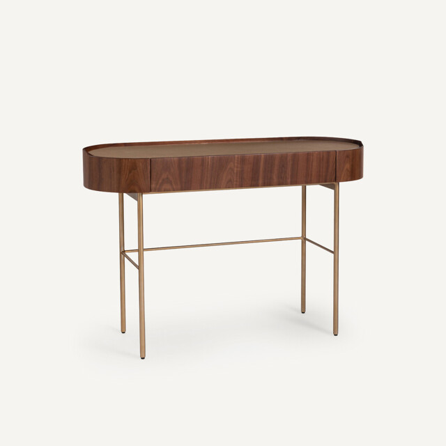 Aslen Console Desk in Walnut and Leather Veneer - image 1