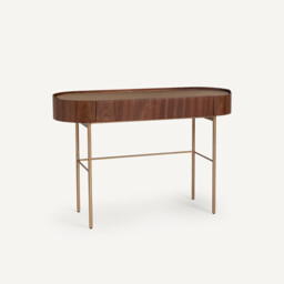 Aslen Console Desk in Walnut and Leather Veneer