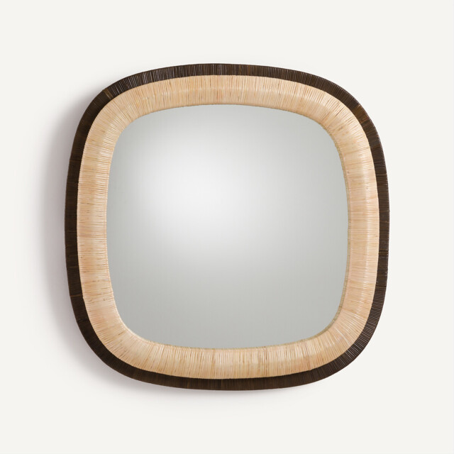 Mae Two-Tone Rattan Square Mirror, Height 91cm - image 1