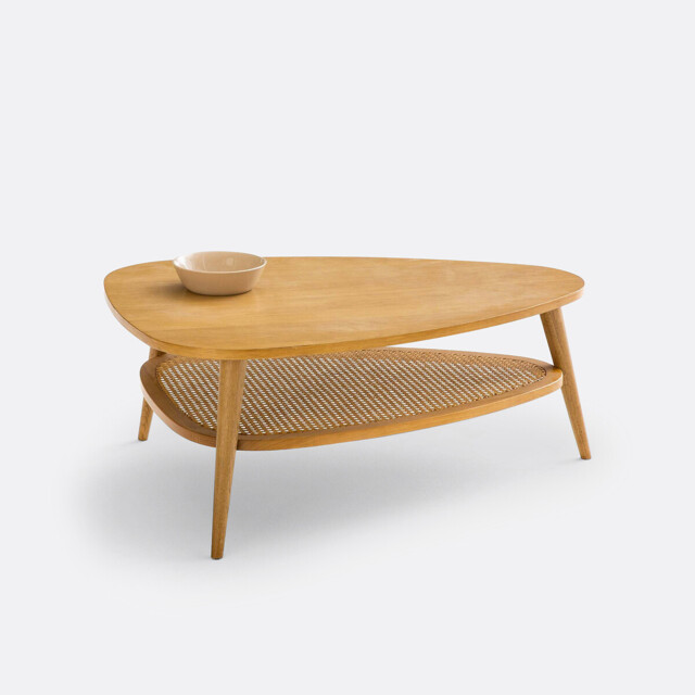 Quilda Vintage Oak Veneer and Cane Coffee Table - image 1