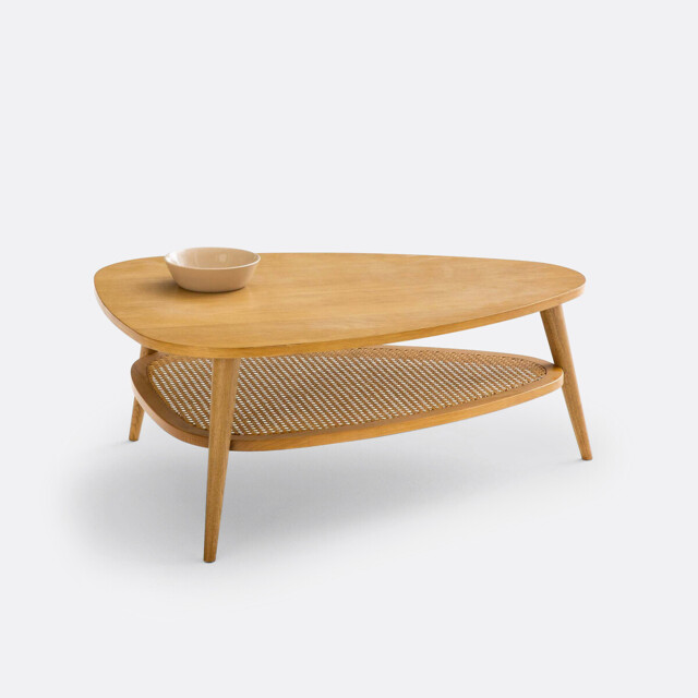 Quilda Vintage Oak Veneer and Cane Coffee Table - image 1