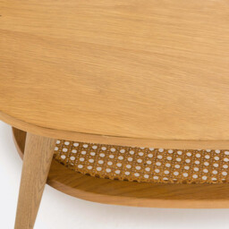 Quilda Vintage Oak Veneer and Cane Coffee Table - thumbnail 4