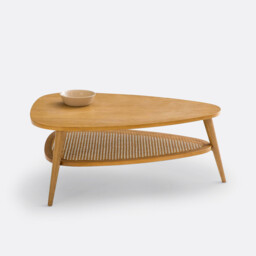 Quilda Vintage Oak Veneer and Cane Coffee Table - thumbnail 3