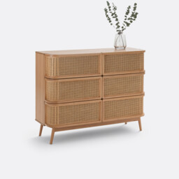 Laora Cane Chest of 6 Drawers - thumbnail 1