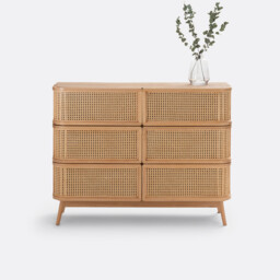 Laora Cane Chest of 6 Drawers - thumbnail 3