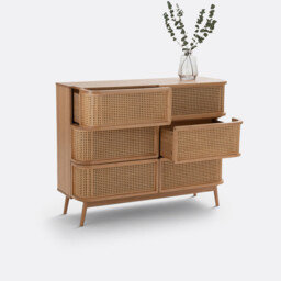 Laora Cane Chest of 6 Drawers - thumbnail 4
